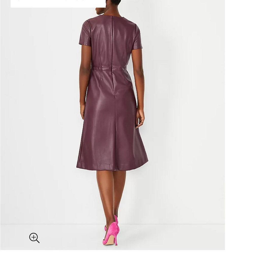 Ann Taylor faux leather burgundy/wine dress 2P - Picture 2 of 6